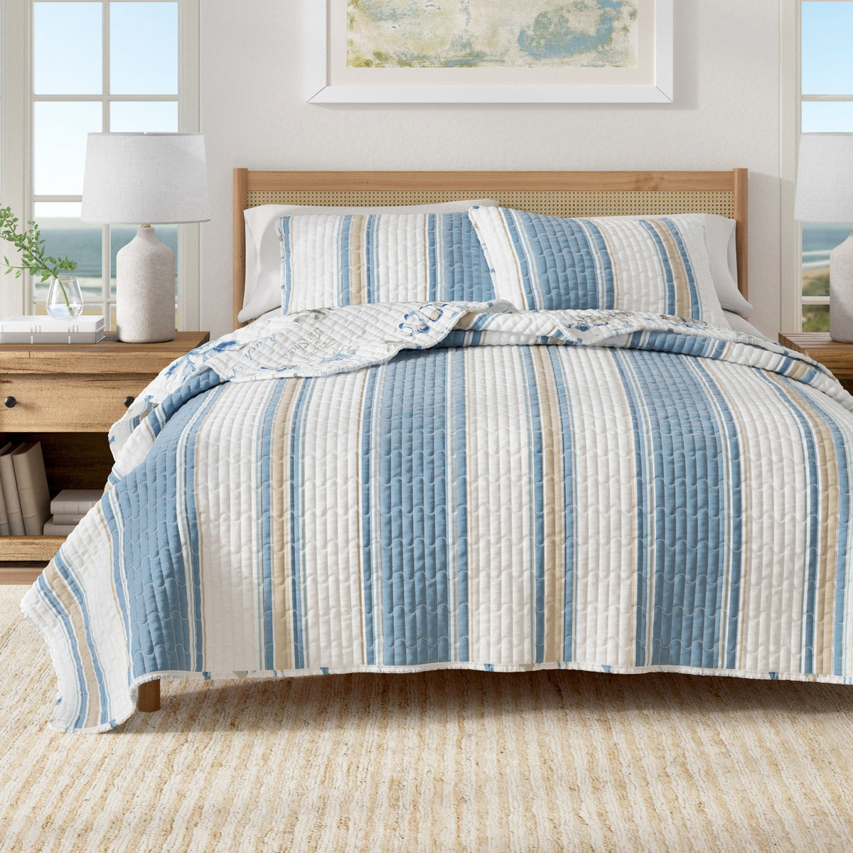 Stripe & Ocean Coastal Quilt Set – New Castle Collection
