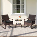 3-Piece Woven Rattan Rocking Bistro Set