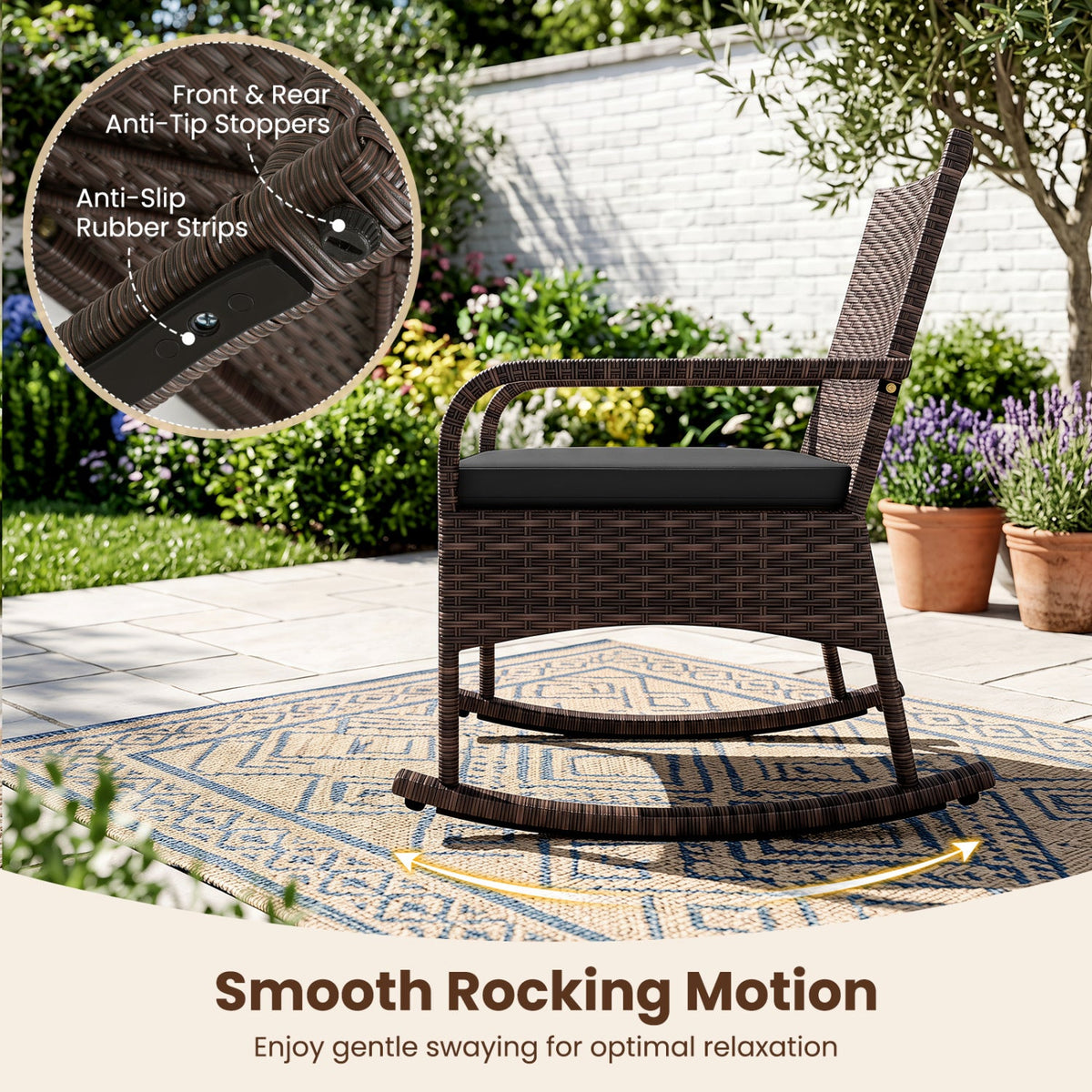 3-Piece Woven Rattan Rocking Bistro Set