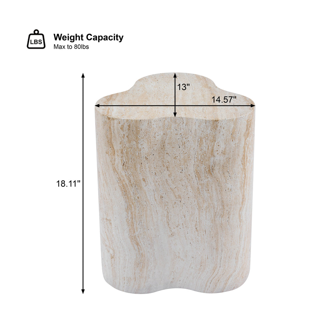 Travertine-Look Indoor/Outdoor Side Table