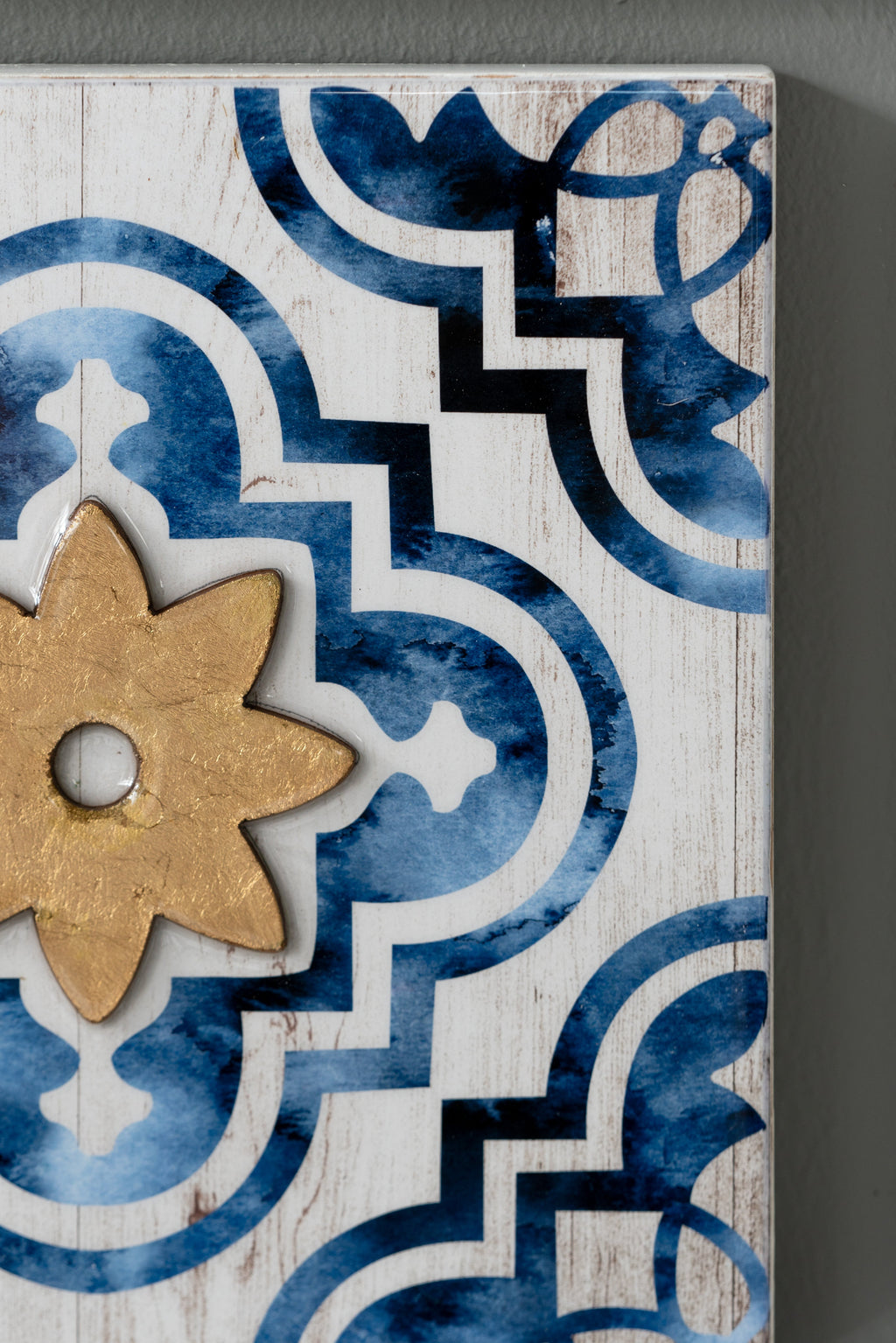 Blue, White & Gold Abstract Wall Art – Set of 4