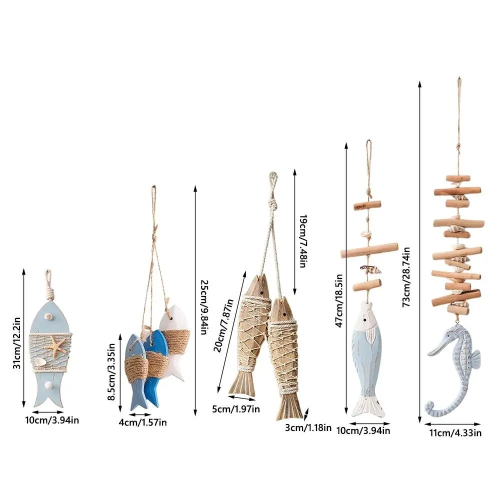 Coastal Wooden Fish Hanging Decor