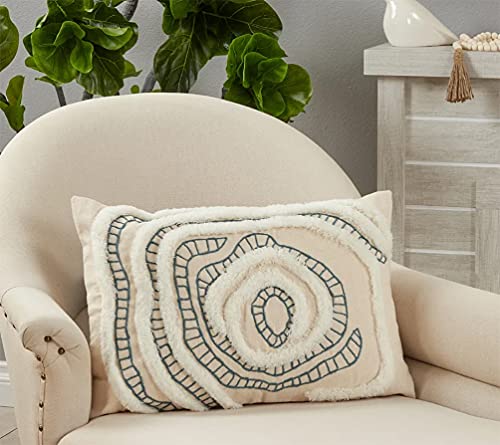 Blue Embroidered Coastal Throw Pillow