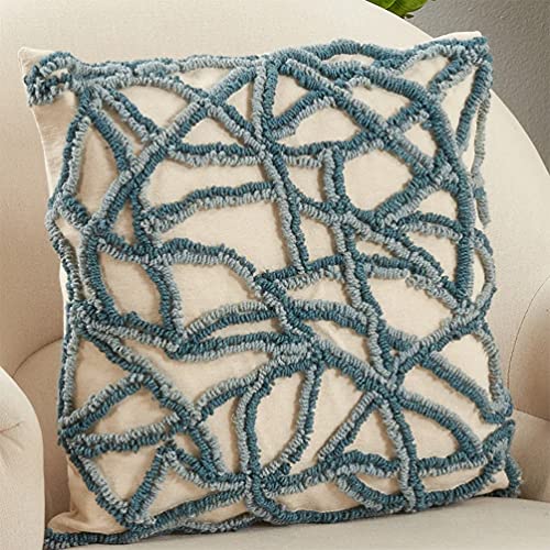 Blue Embroidered Coastal Throw Pillow