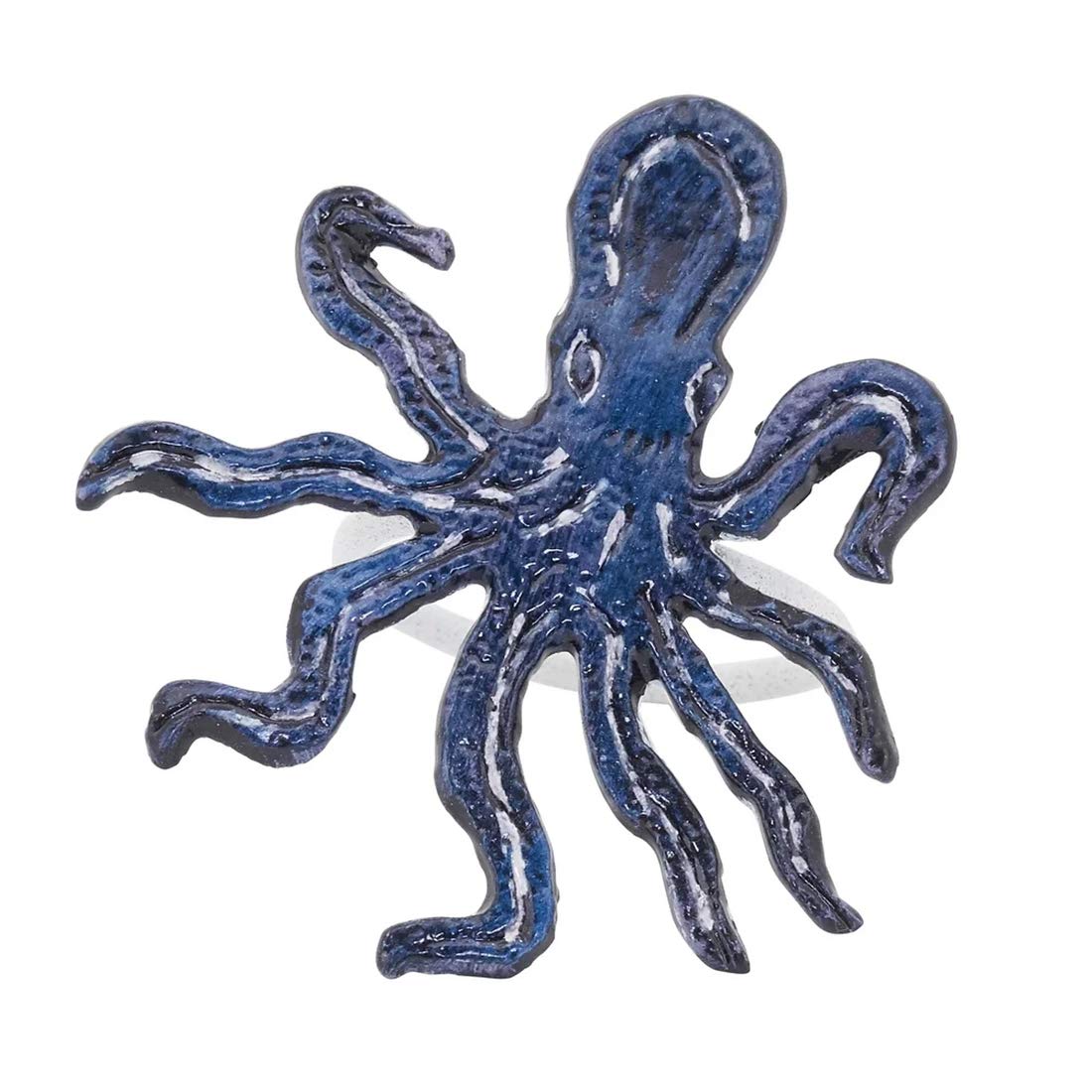 Coastal Octopus Brass Napkin Rings – Set of 4