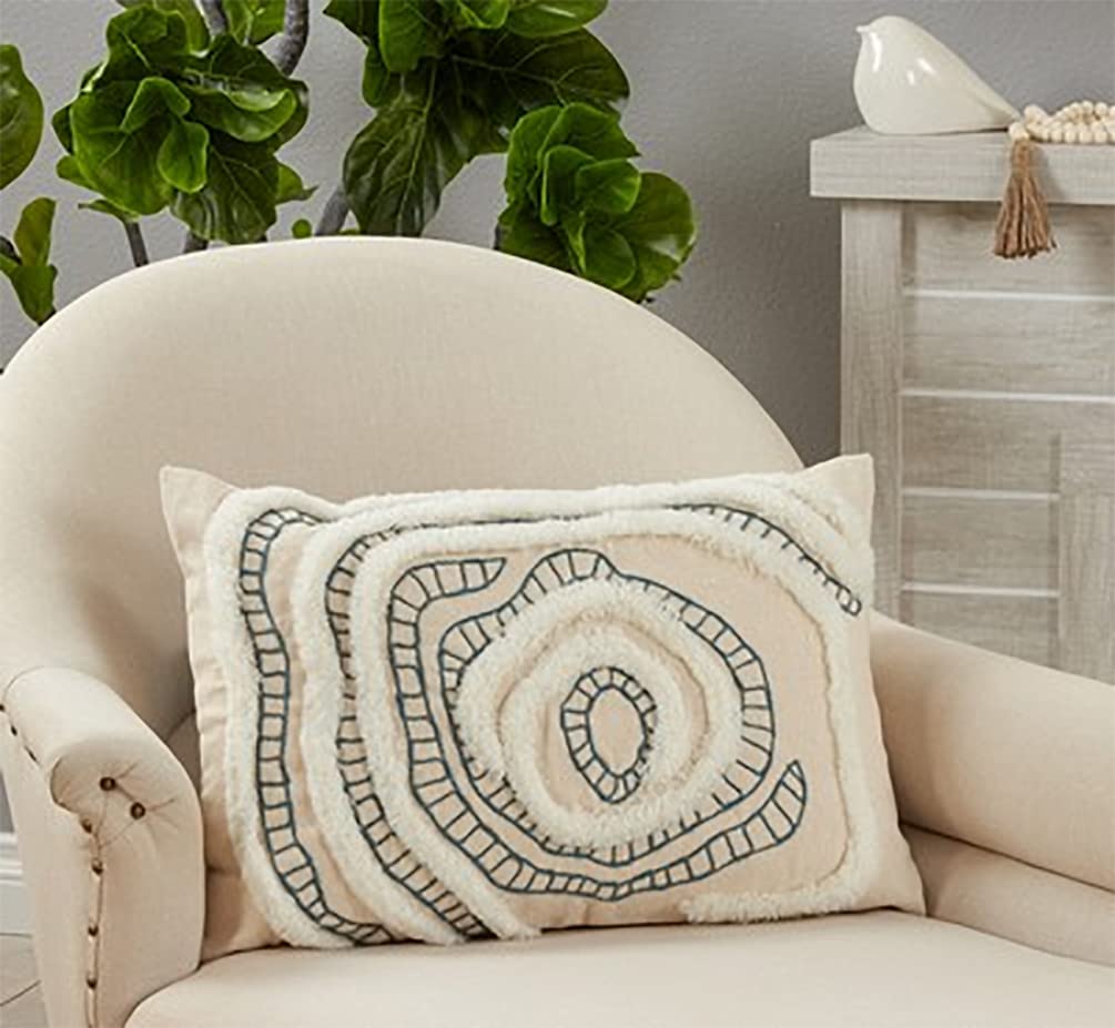 Blue Embroidered Coastal Throw Pillow