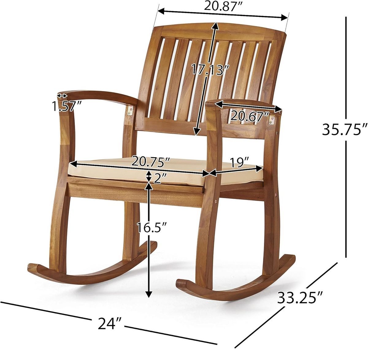 Selma Acacia Wood Outdoor Rocking Chairs – Set of 2