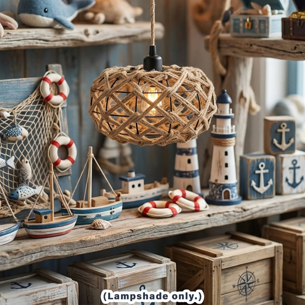 Woven Jute Rope Globe Lamp Shade