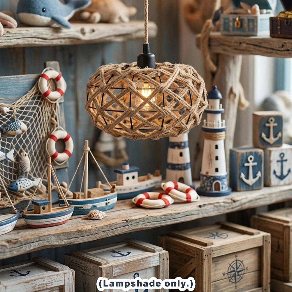 Woven Jute Rope Globe Lamp Shade