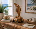 Hand-Carved Teak Dolphin Sculpture