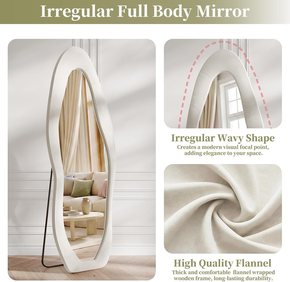 Wavy Full-Length Floor Mirror – 63" x 24"