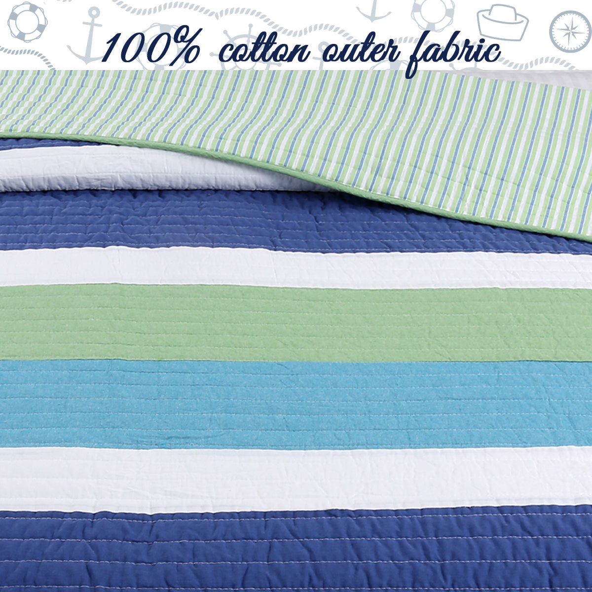 Waylon Blue & Green Patchwork Cotton Quilt Set