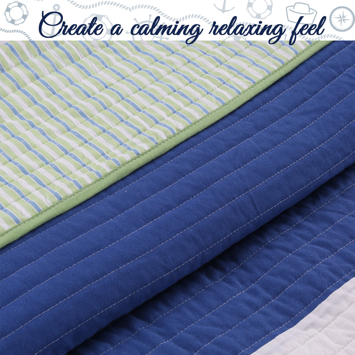 Waylon Blue & Green Patchwork Cotton Quilt Set