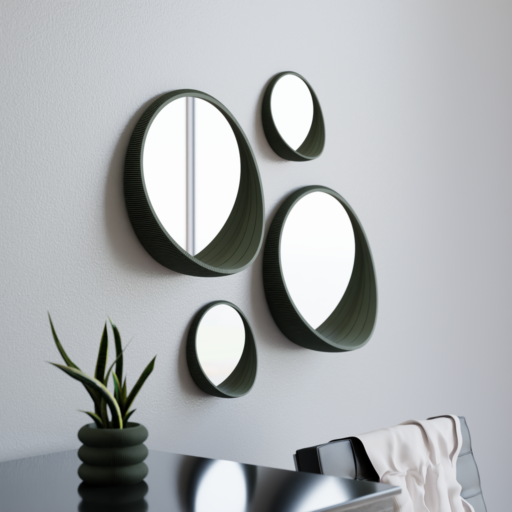Sculptural Ribbed Wall Mirror