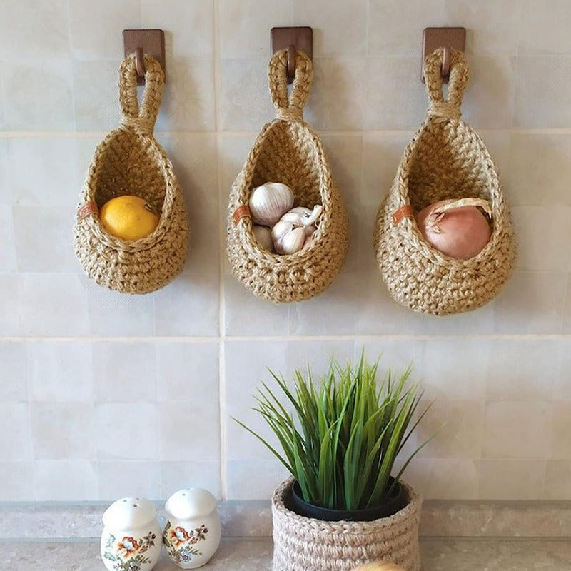 Boho Woven Hanging Produce Basket