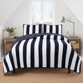 Navy Stars & Stripes Reversible Cotton Quilt Set – King