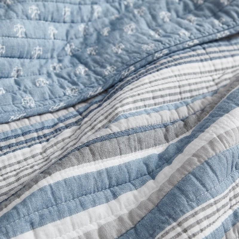 Nautical Anchor Reversible Cotton Quilt Set – Full/Queen