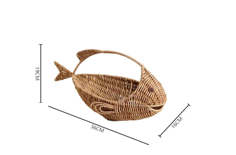 Fish-Shaped Rattan Basket