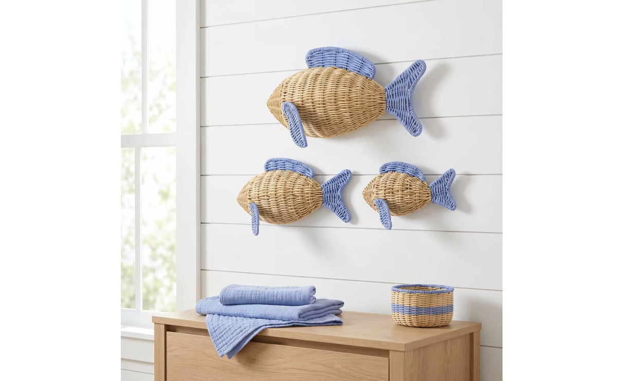 Woven Rattan Fish Wall Decor