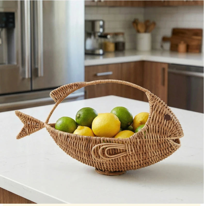 Fish-Shaped Rattan Basket