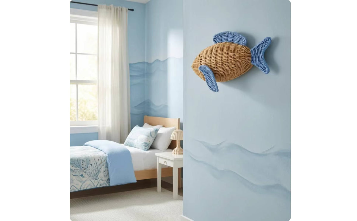Woven Rattan Fish Wall Decor
