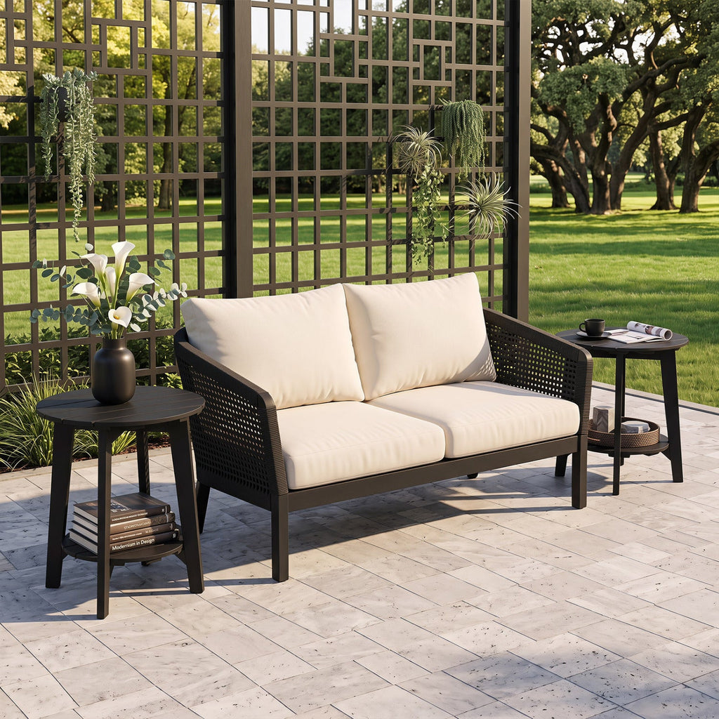 Eucalyptus Wood Outdoor Side Tables – Set of 2