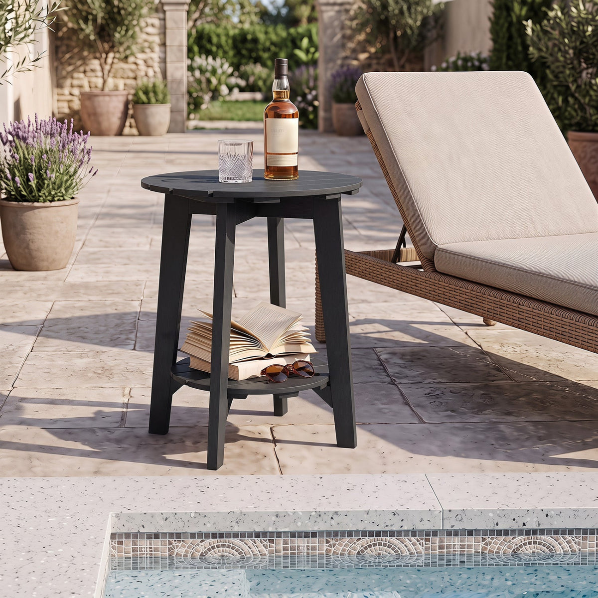 Eucalyptus Wood Outdoor Side Tables – Set of 2