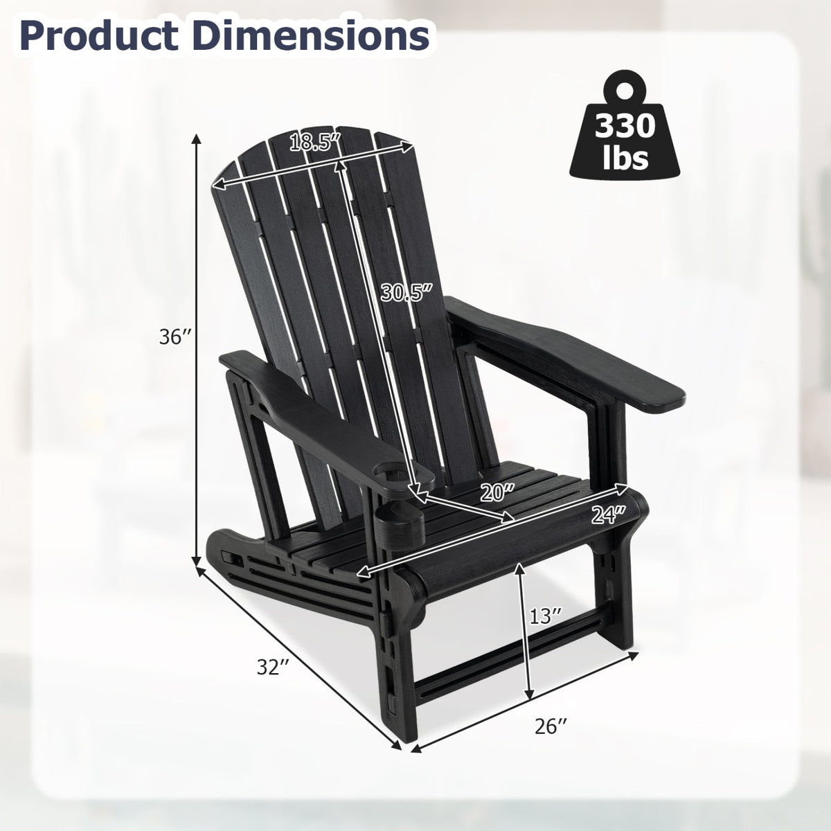 Coastal Adirondack Chairs with Cup Holders – Set of 2