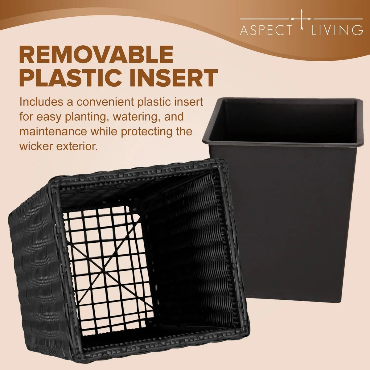 Sierra Square Wicker Planters – Set of 2