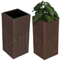 Sierra Square Wicker Planters – Set of 2 – Brown