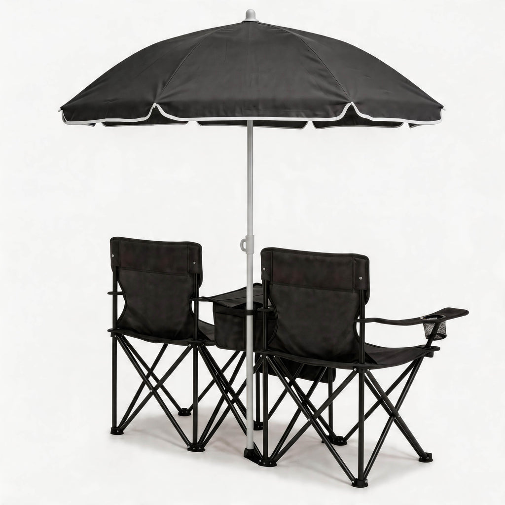 Folding Picnic Chair Set with Umbrella