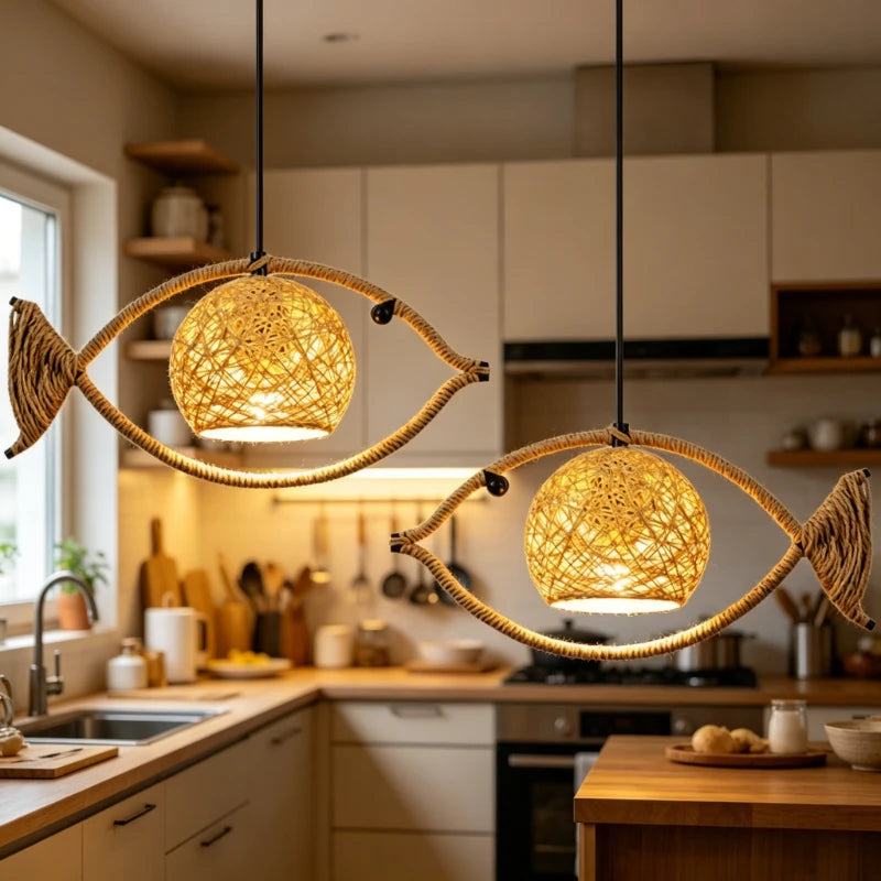 Woven Fish Pendant Light