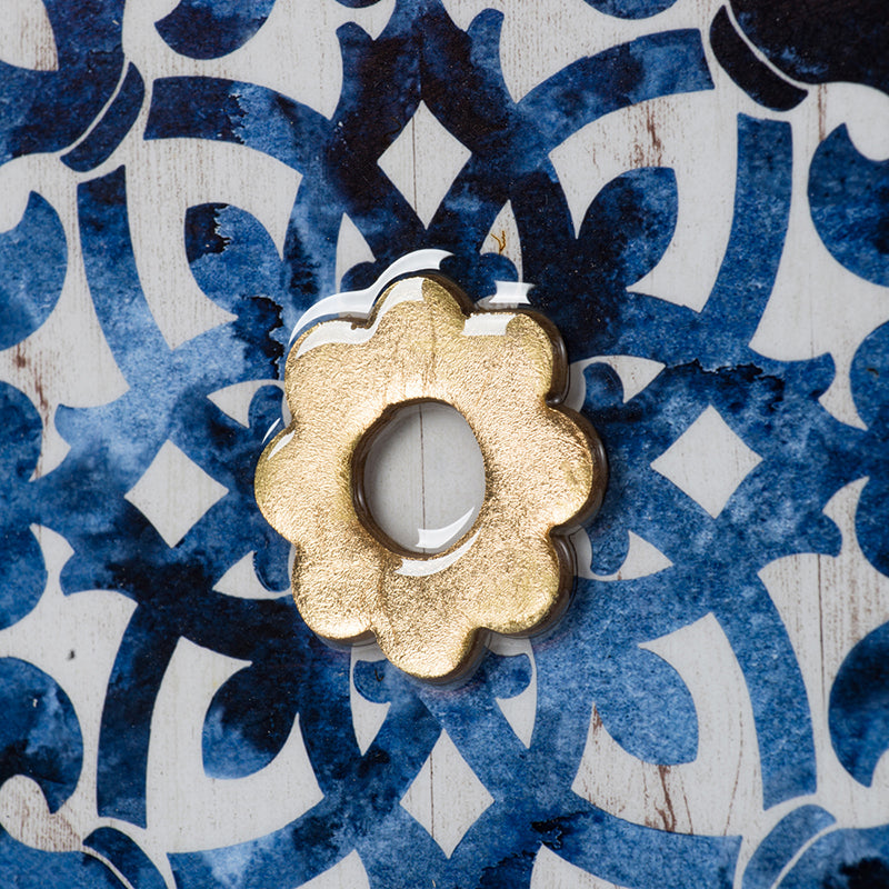 Blue, White & Gold Abstract Wall Art – Set of 4
