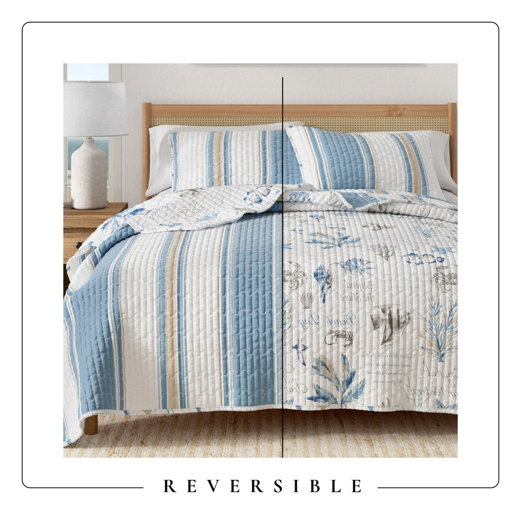 Stripe & Ocean Coastal Quilt Set – New Castle Collection