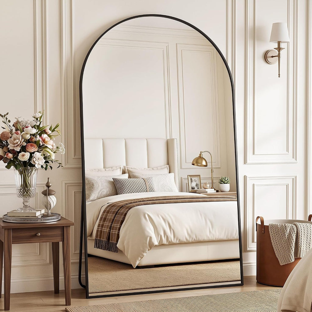 Black Arched Full-Length Floor Mirror