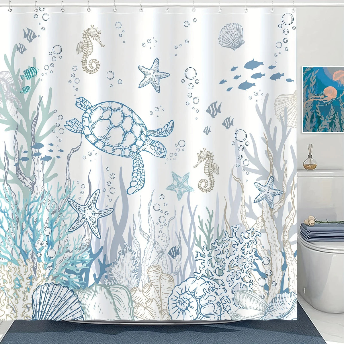 Sea Turtle Coastal Shower Curtain