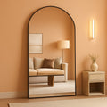 Black Arched Full-Length Floor Mirror