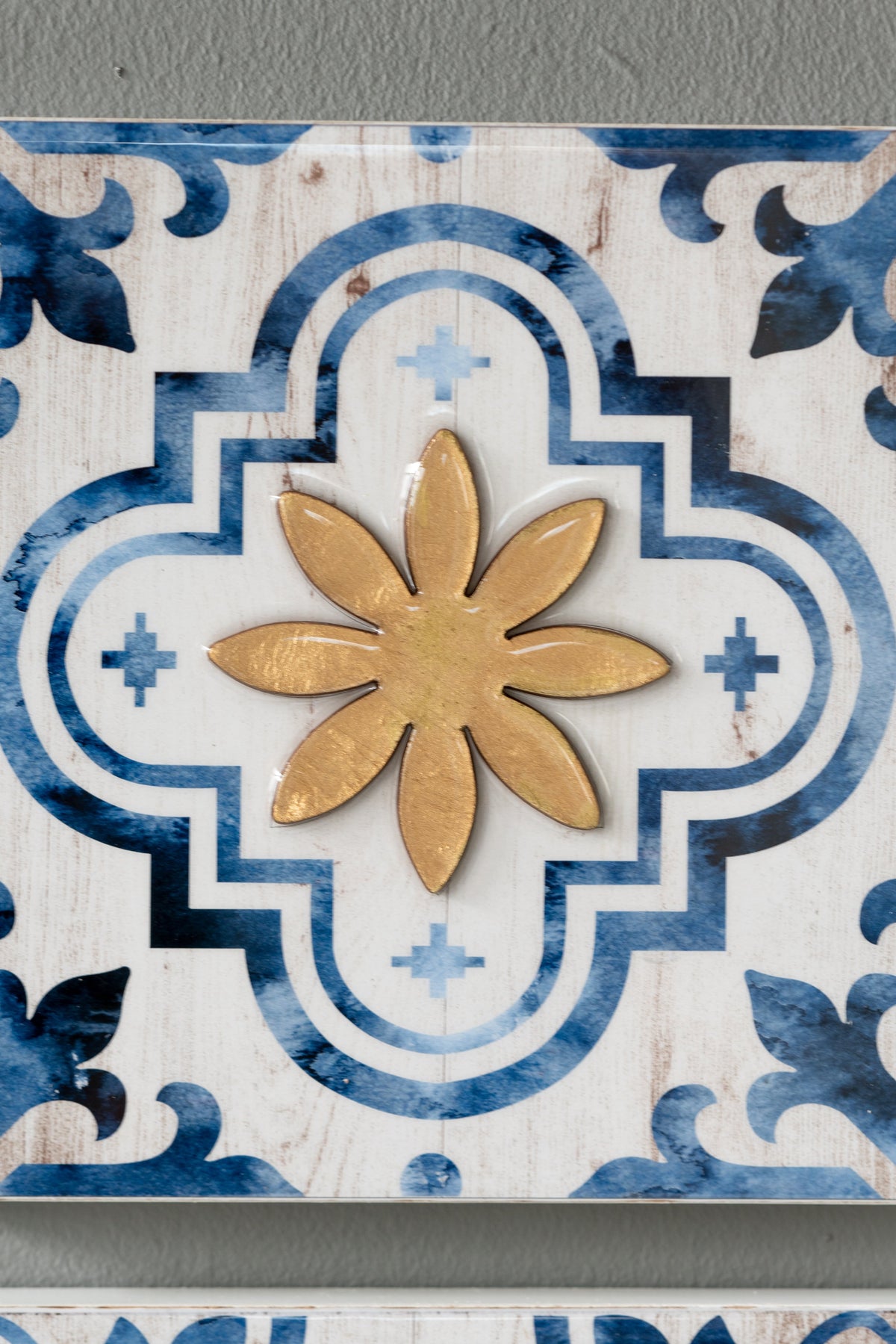 Blue, White & Gold Abstract Wall Art – Set of 4
