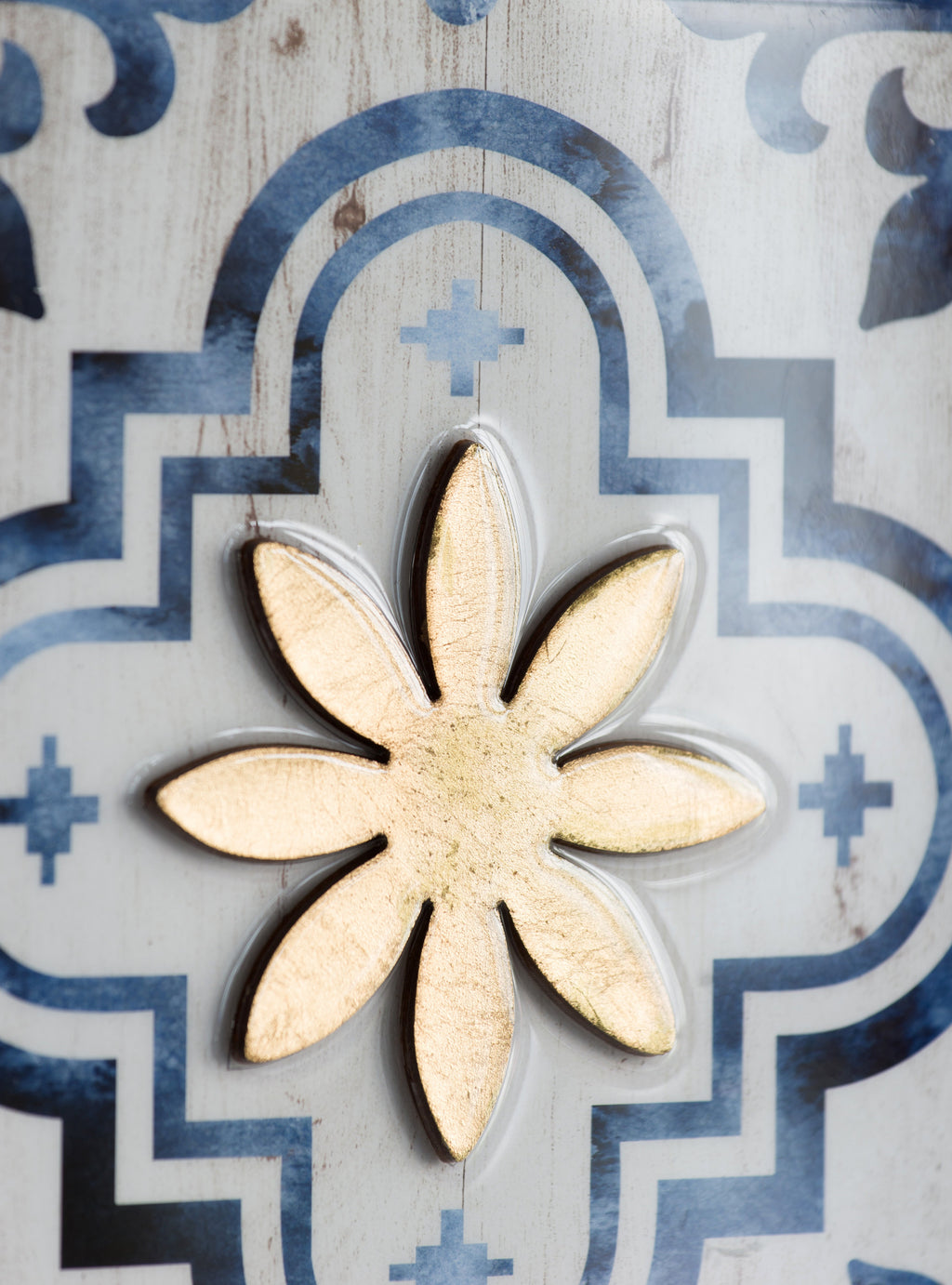 Blue, White & Gold Abstract Wall Art – Set of 4