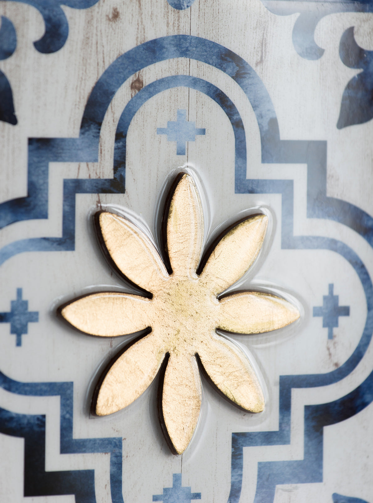 Blue, White & Gold Abstract Wall Art – Set of 4