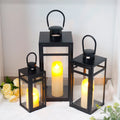 Metal & Glass Candle Lanterns – Set of 3