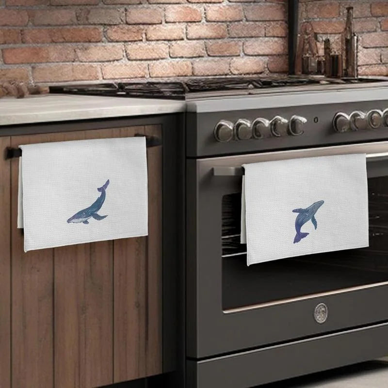 Whale Coastal Kitchen Towels – Set of 2