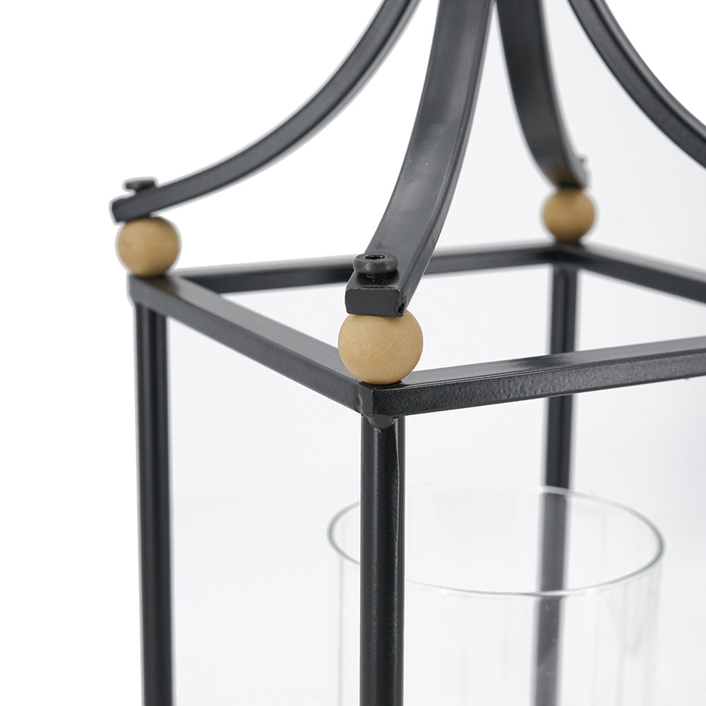 Arched Iron & Wood Lanterns – Set of 2