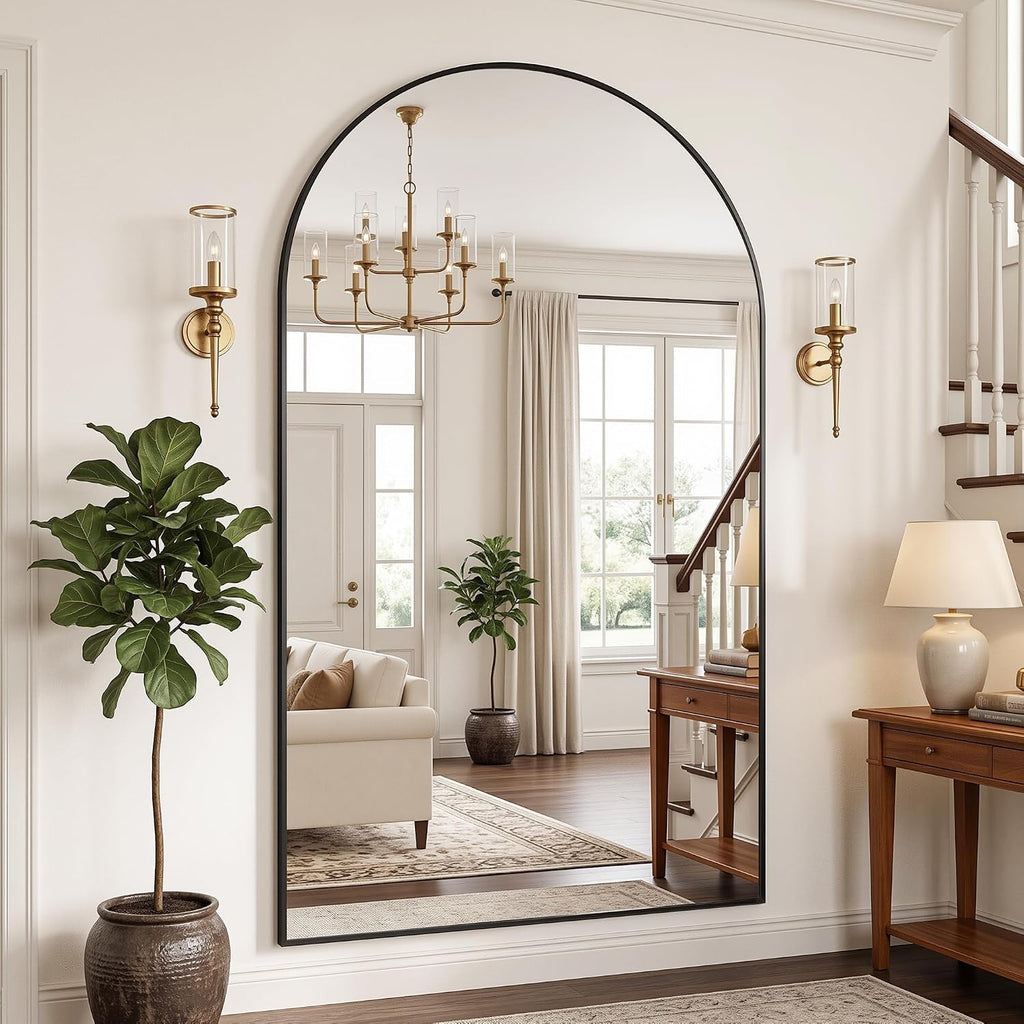 Black Arched Full-Length Floor Mirror