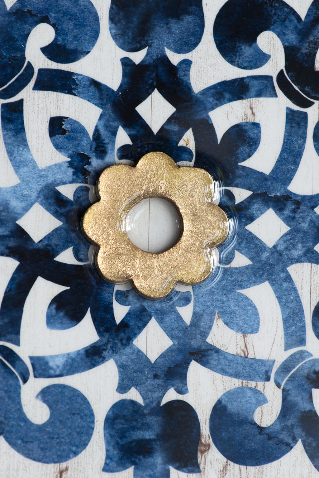 Blue, White & Gold Abstract Wall Art – Set of 4