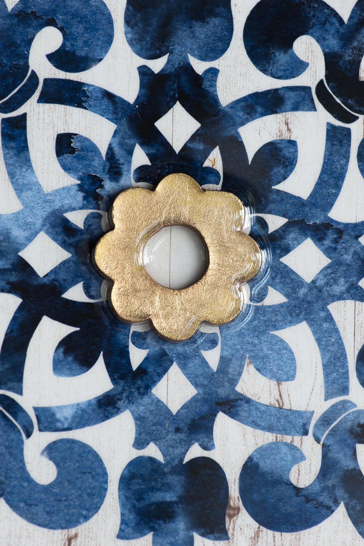 Blue, White & Gold Abstract Wall Art – Set of 4