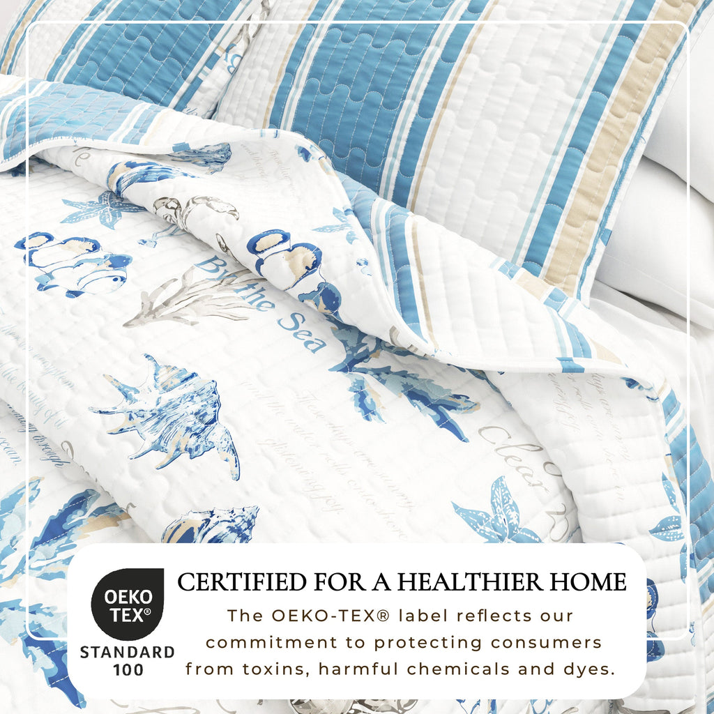 Stripe & Ocean Coastal Quilt Set – New Castle Collection