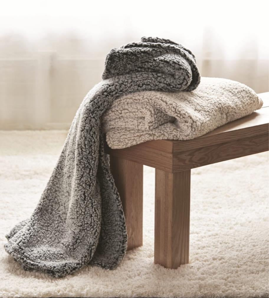 Ultra-Soft Sherpa Fringe Throw Blanket