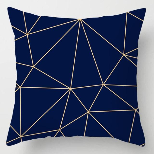 Blue Geometric Coastal Pillow Cover – 18" x 18"