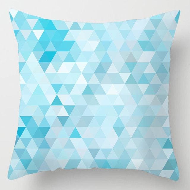 Blue Geometric Coastal Pillow Cover – 18" x 18"